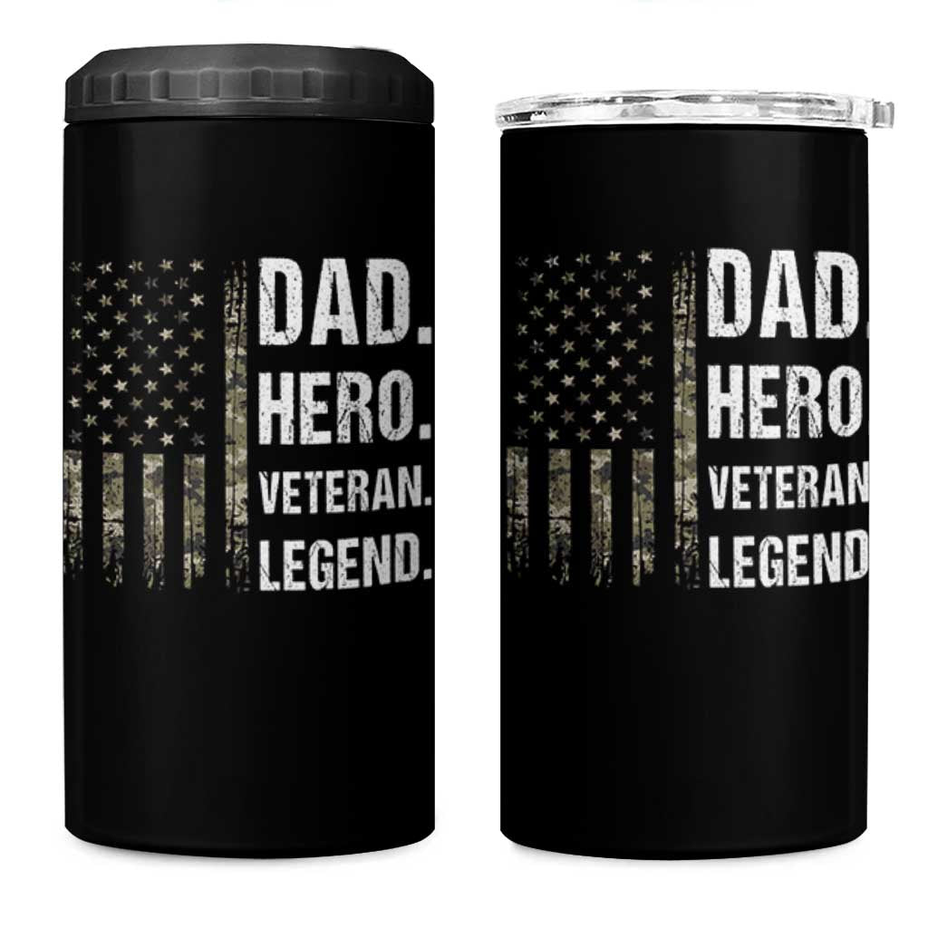 Dad Hero Veteran Legend Camouflage Father's Day 4 in 1 Can Cooler Tumbler