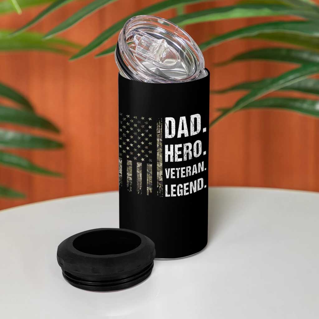 Dad Hero Veteran Legend Camouflage Father's Day 4 in 1 Can Cooler Tumbler