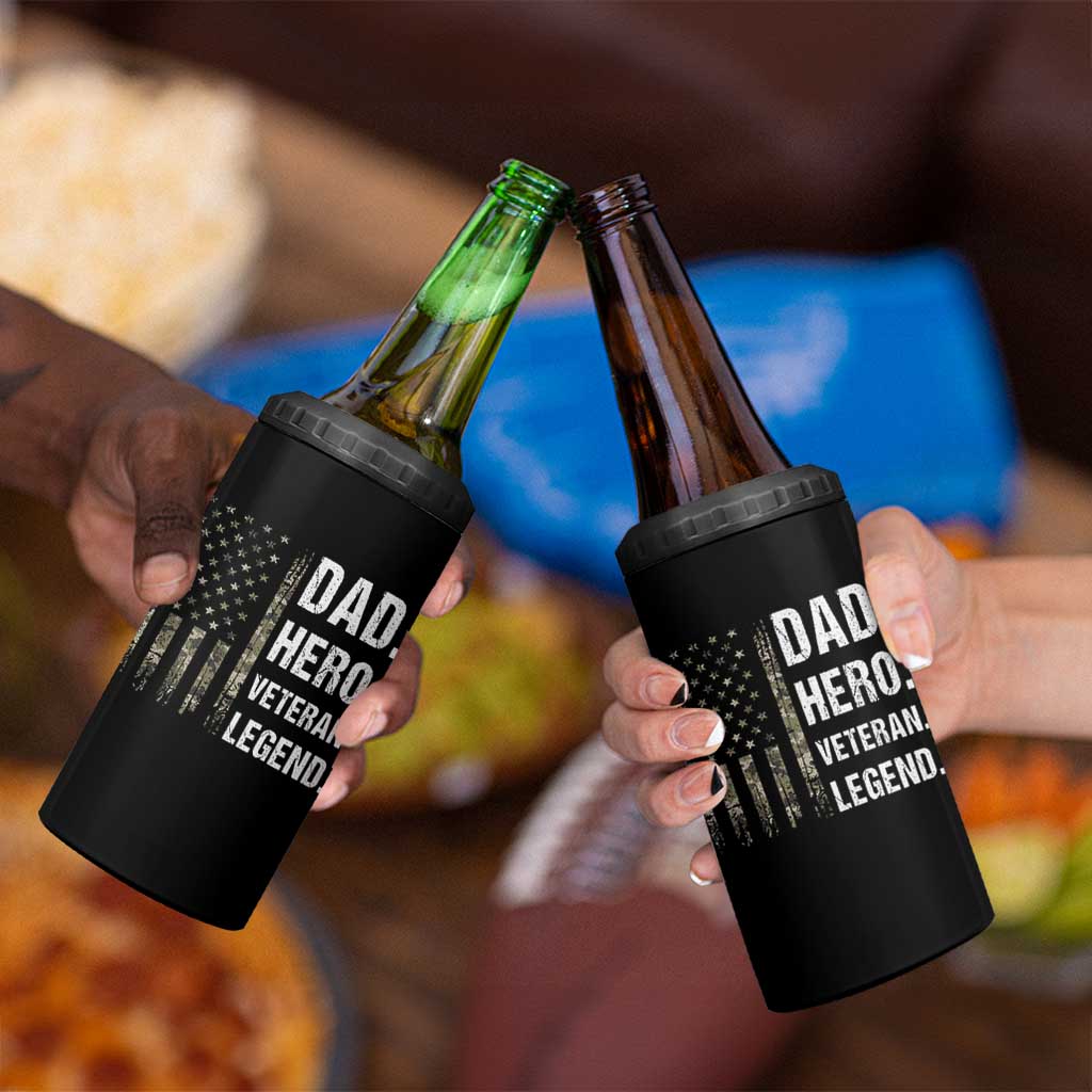 Dad Hero Veteran Legend Camouflage Father's Day 4 in 1 Can Cooler Tumbler