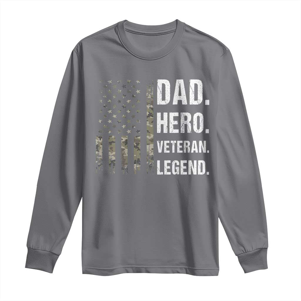Dad Hero Veteran Legend Camouflage Father's Day Long Sleeve Shirt