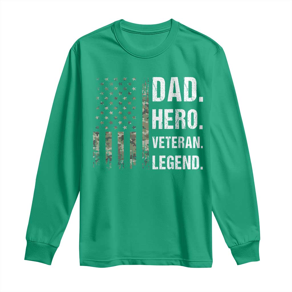 Dad Hero Veteran Legend Camouflage Father's Day Long Sleeve Shirt