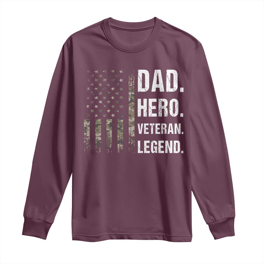 Dad Hero Veteran Legend Camouflage Father's Day Long Sleeve Shirt