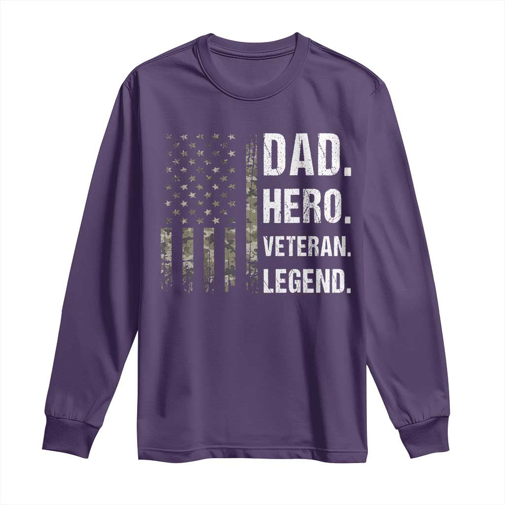 Dad Hero Veteran Legend Camouflage Father's Day Long Sleeve Shirt