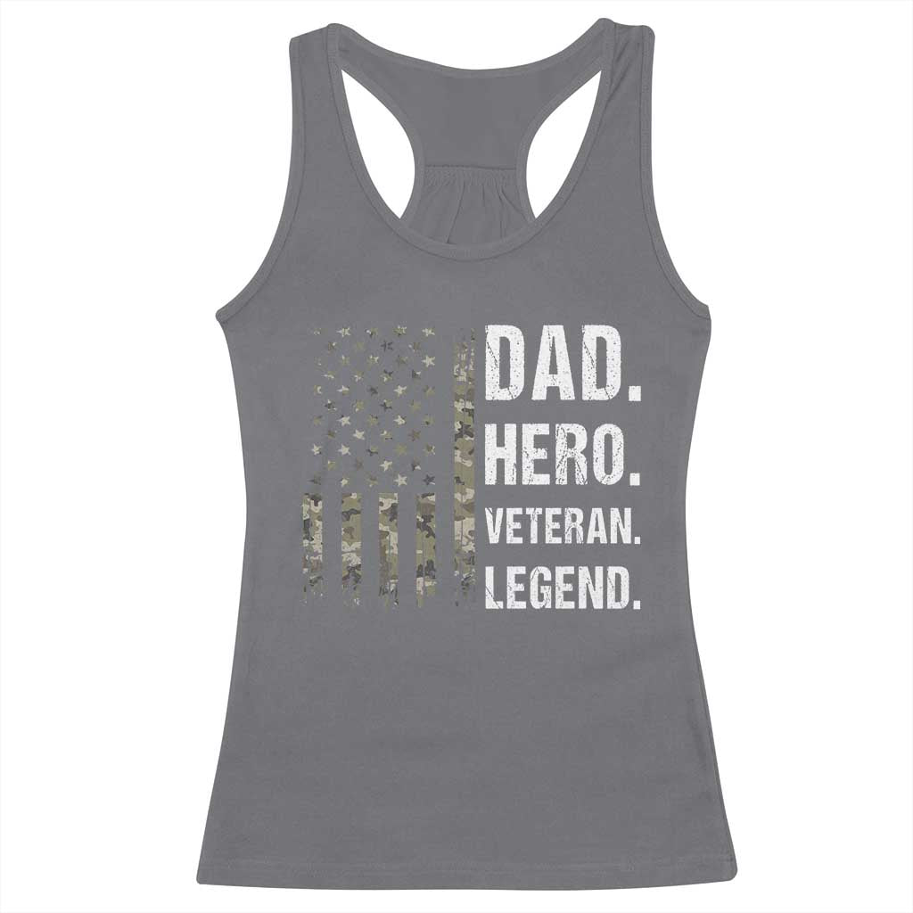 Dad Hero Veteran Legend Camouflage Father's Day Racerback Tank Top
