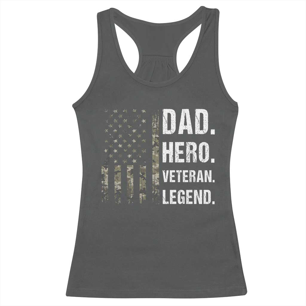 Dad Hero Veteran Legend Camouflage Father's Day Racerback Tank Top