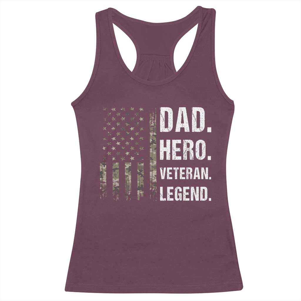 Dad Hero Veteran Legend Camouflage Father's Day Racerback Tank Top