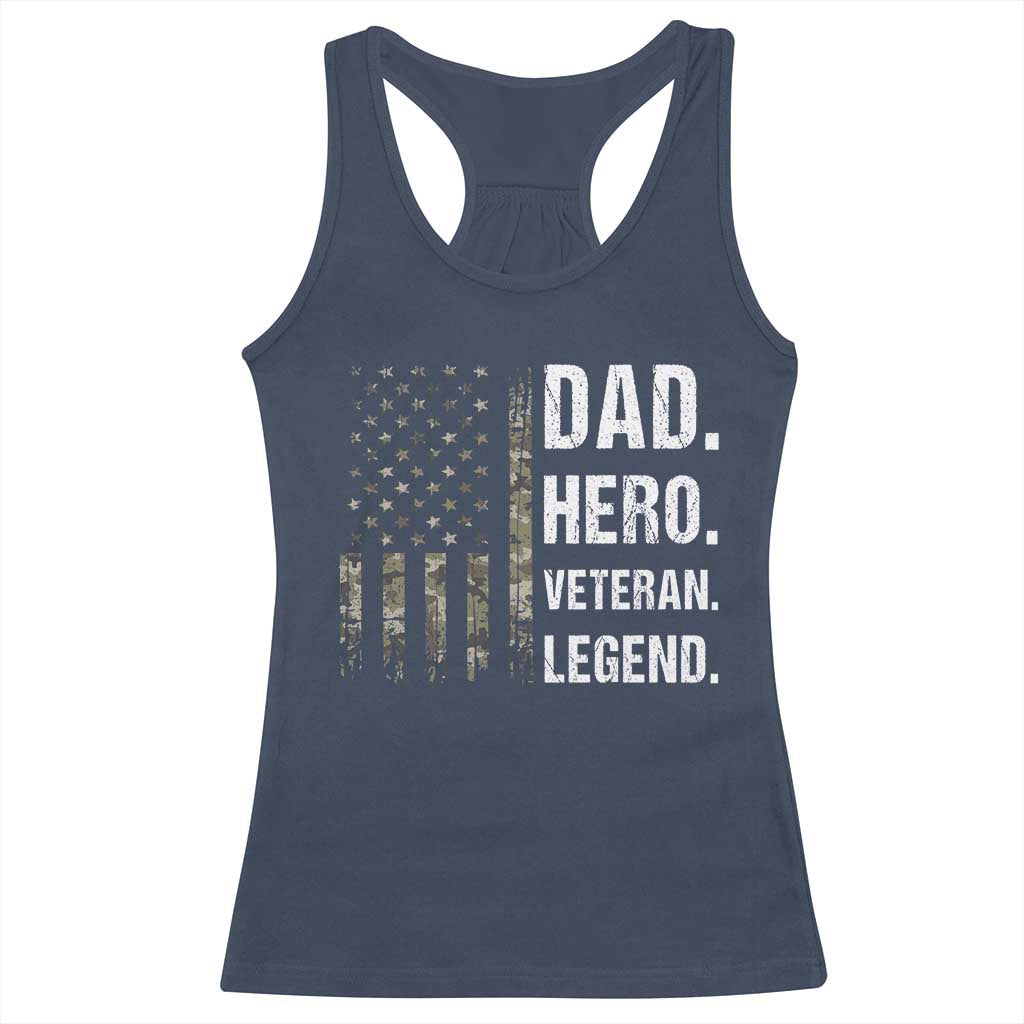 Dad Hero Veteran Legend Camouflage Father's Day Racerback Tank Top