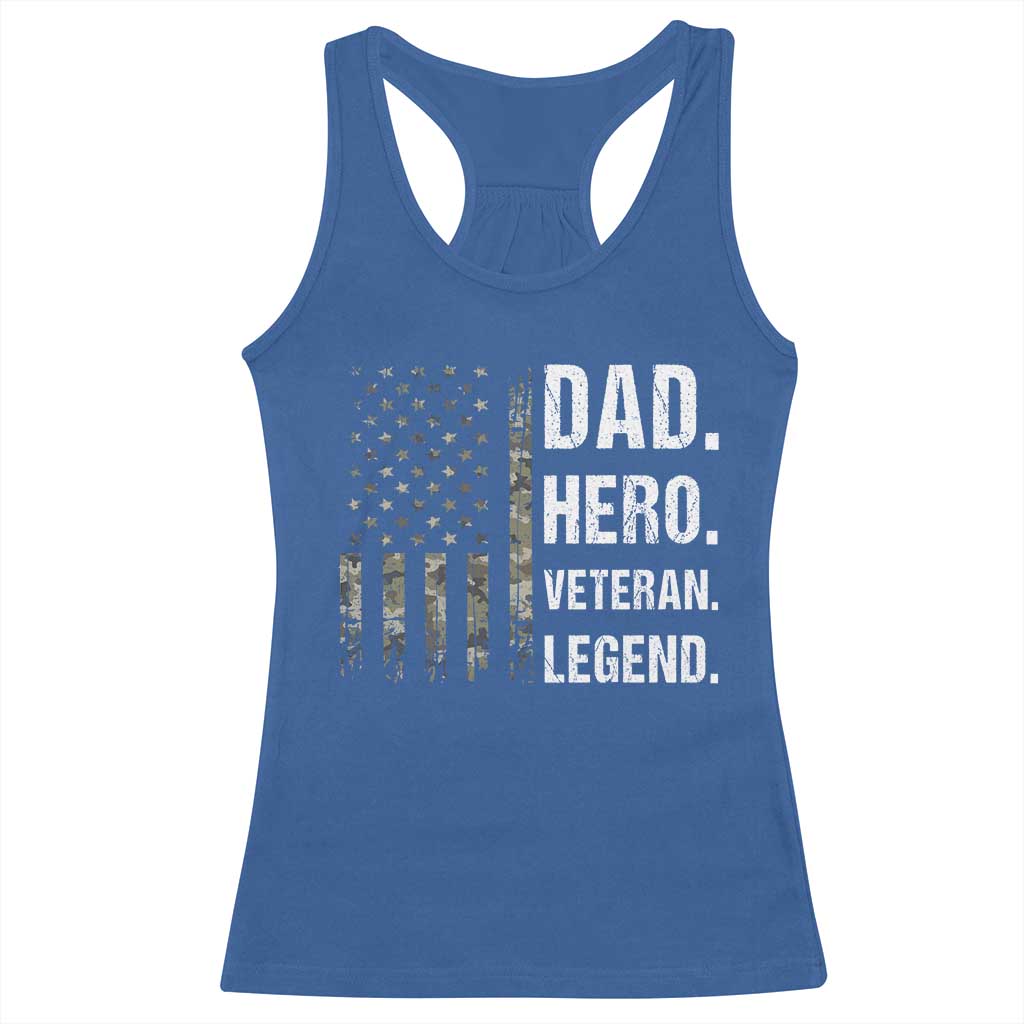 Dad Hero Veteran Legend Camouflage Father's Day Racerback Tank Top