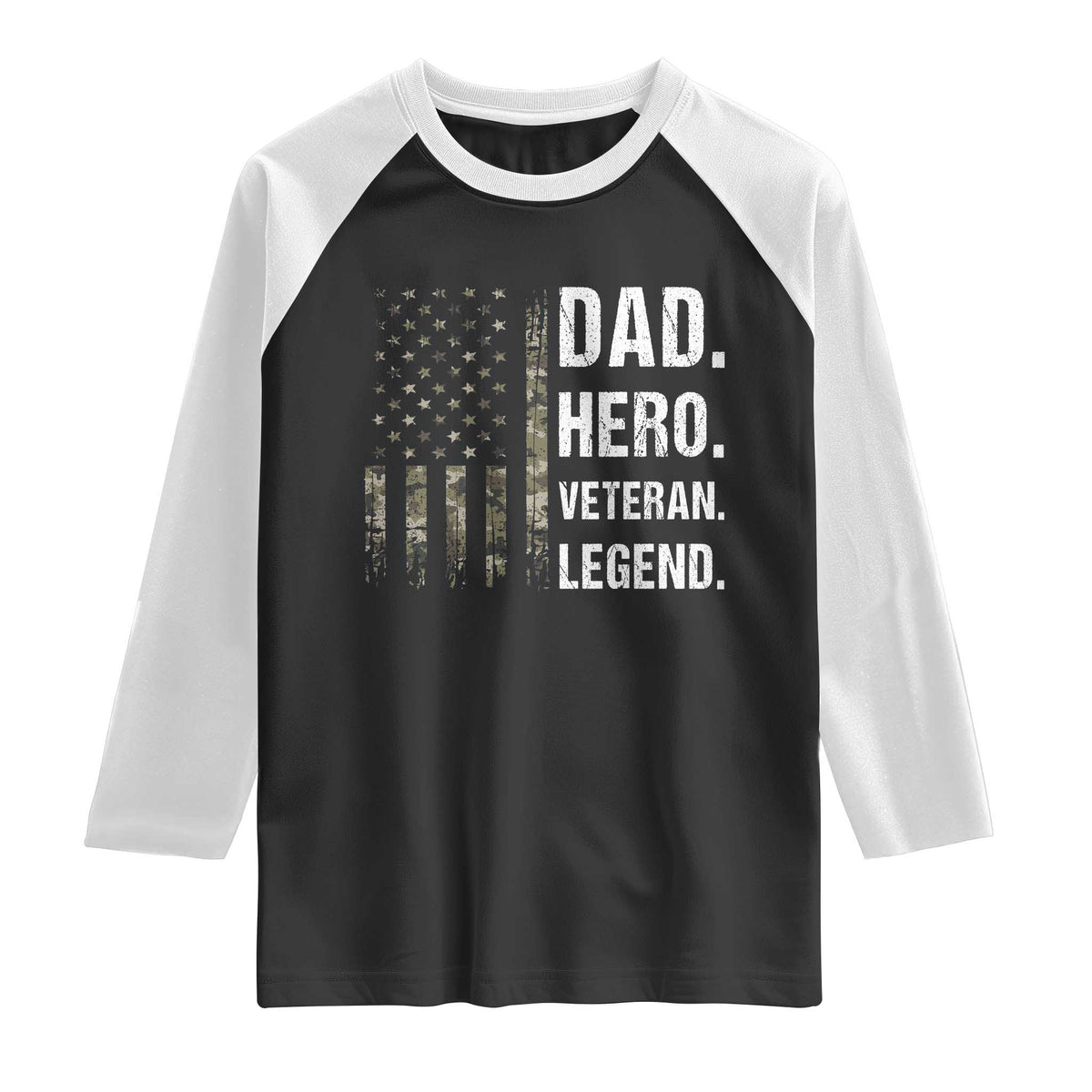 Dad Hero Veteran Legend Camouflage Father's Day Raglan Shirt