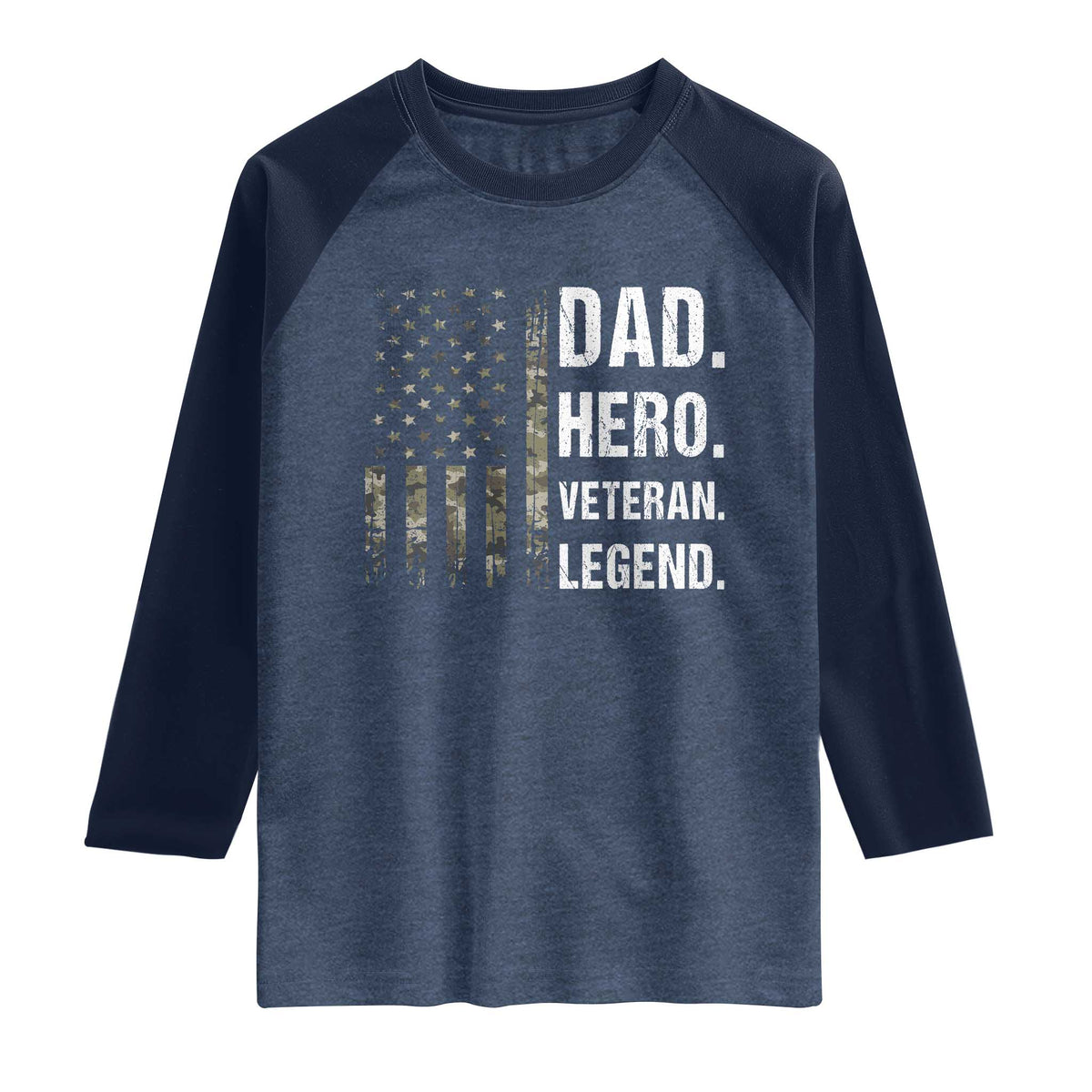 Dad Hero Veteran Legend Camouflage Father's Day Raglan Shirt