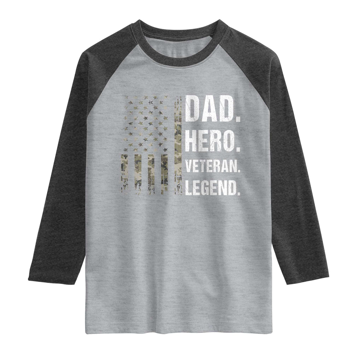 Dad Hero Veteran Legend Camouflage Father's Day Raglan Shirt