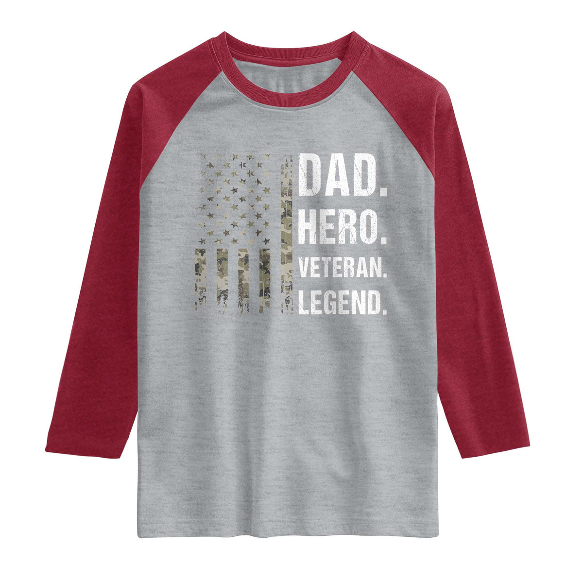 Dad Hero Veteran Legend Camouflage Father's Day Raglan Shirt