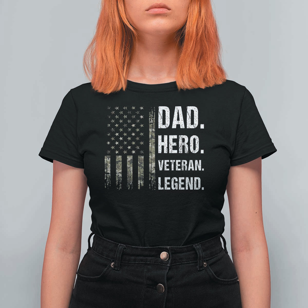 Dad Hero Veteran Legend Camouflage Father's Day T Shirt For Women