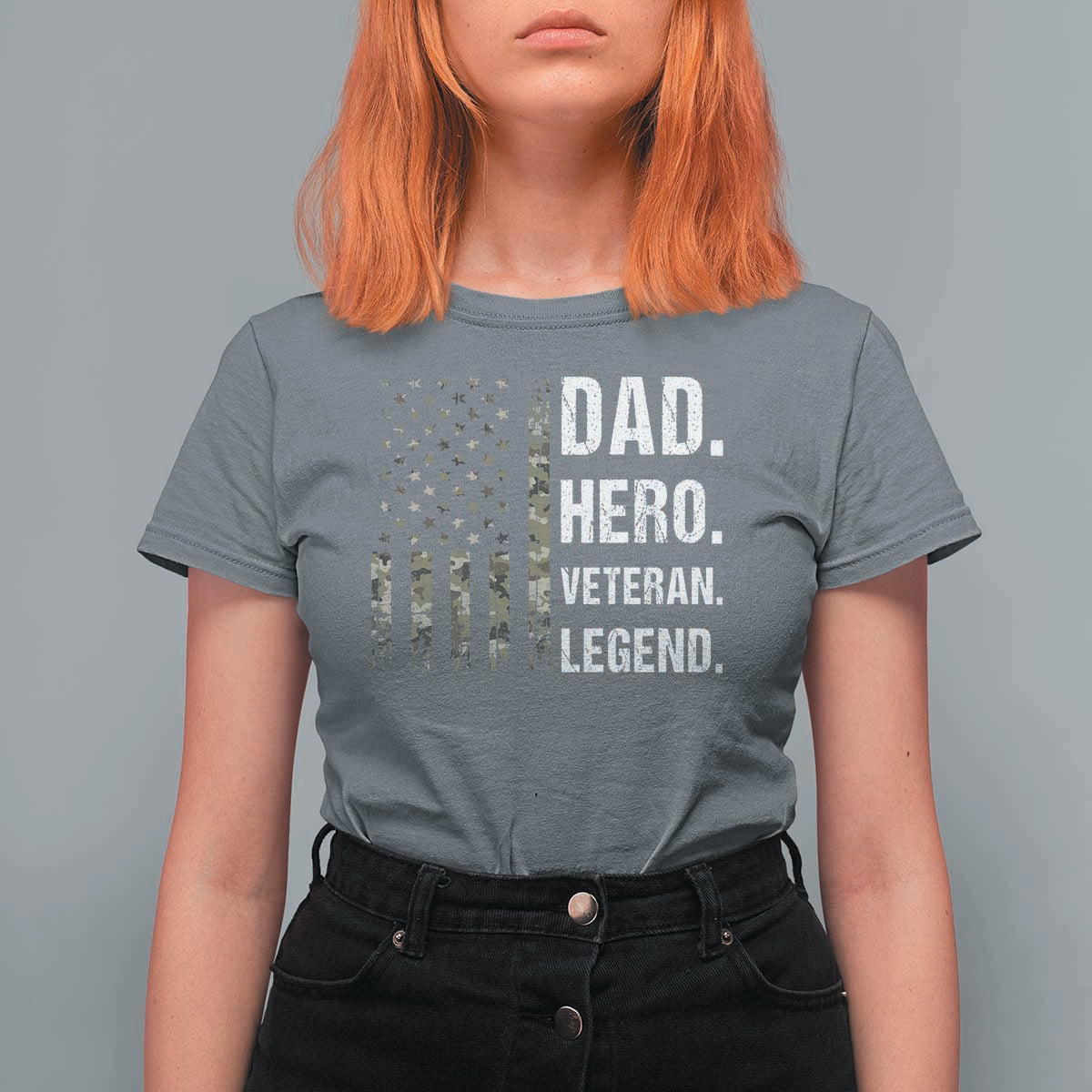 Dad Hero Veteran Legend Camouflage Father's Day T Shirt For Women