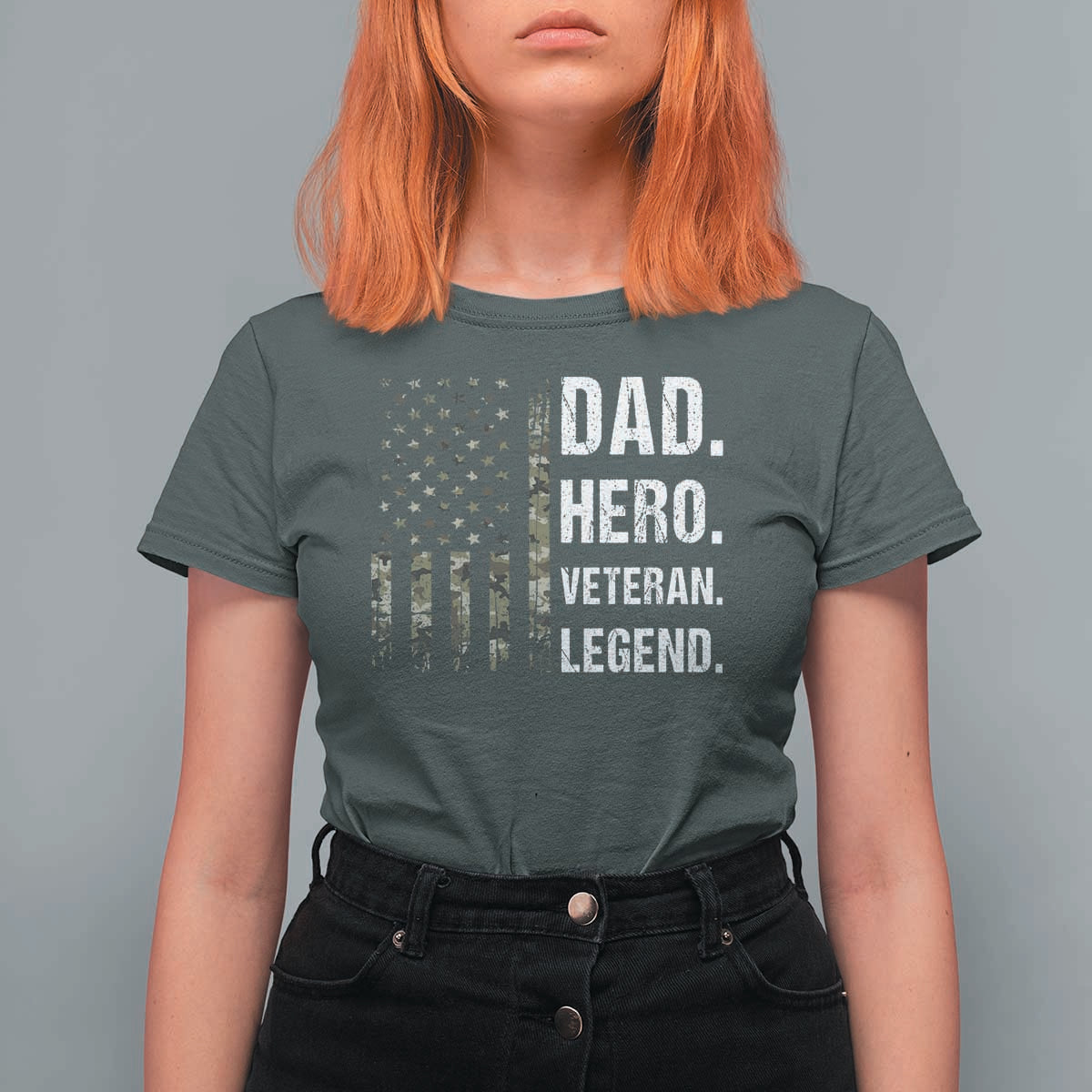 Dad Hero Veteran Legend Camouflage Father's Day T Shirt For Women