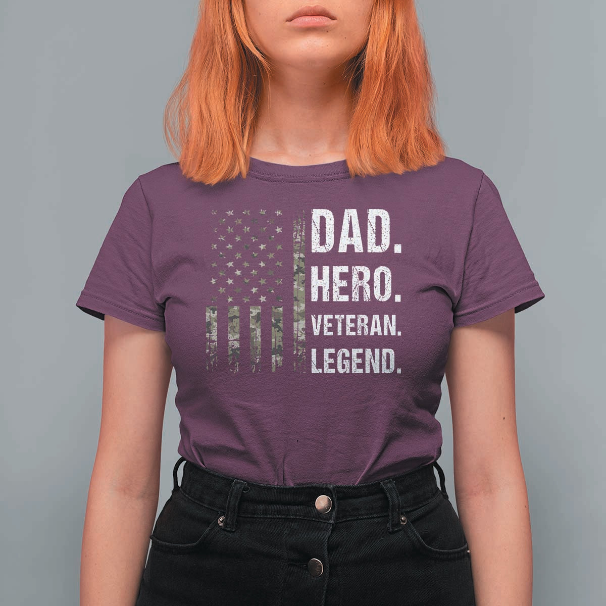 Dad Hero Veteran Legend Camouflage Father's Day T Shirt For Women