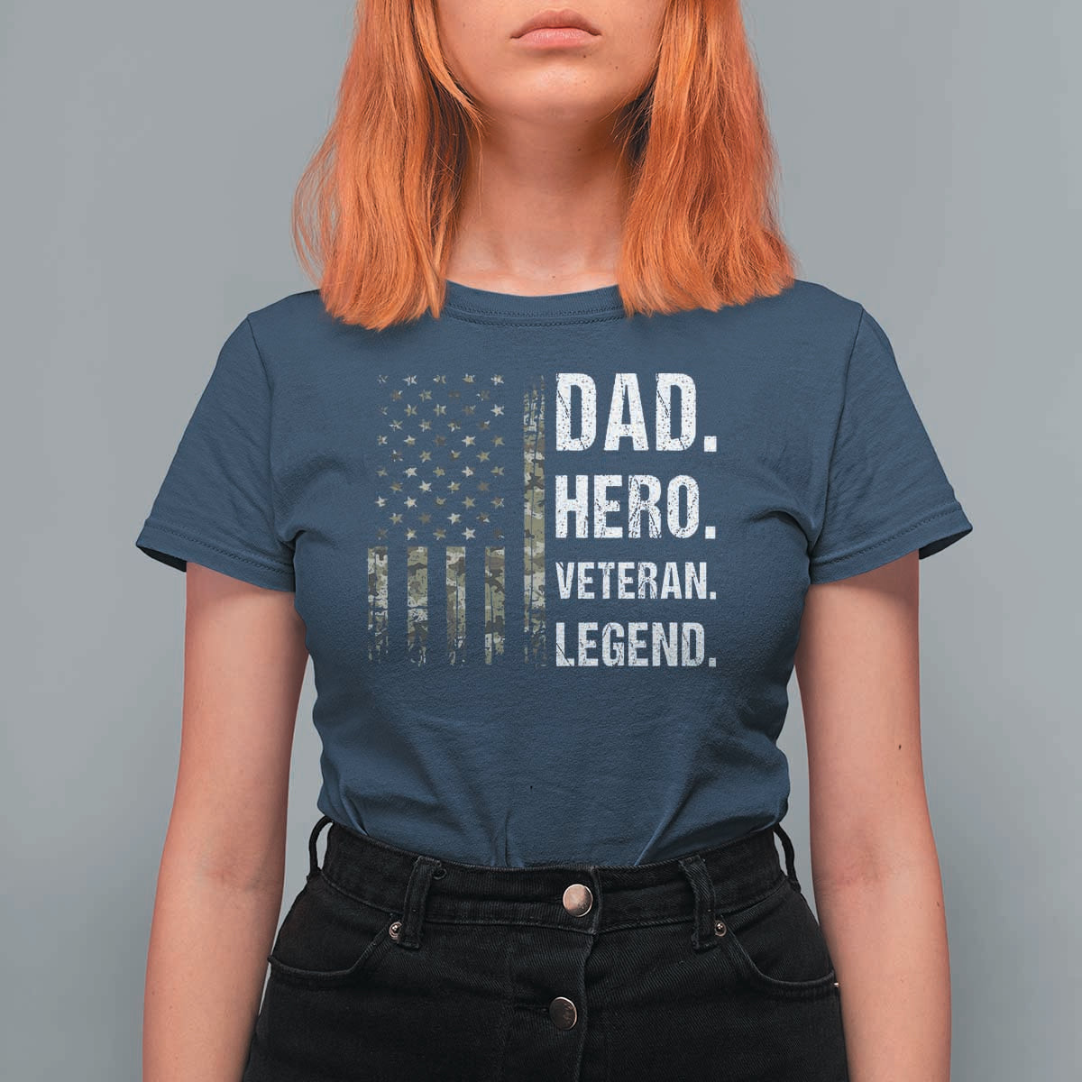 Dad Hero Veteran Legend Camouflage Father's Day T Shirt For Women