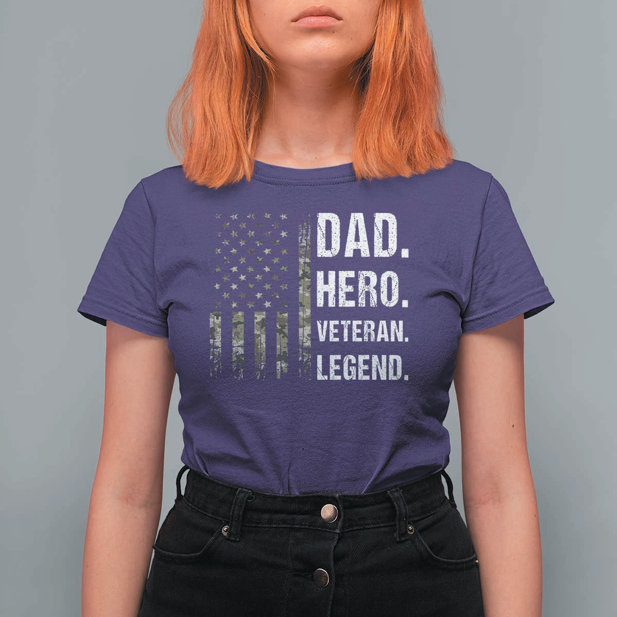 Dad Hero Veteran Legend Camouflage Father's Day T Shirt For Women