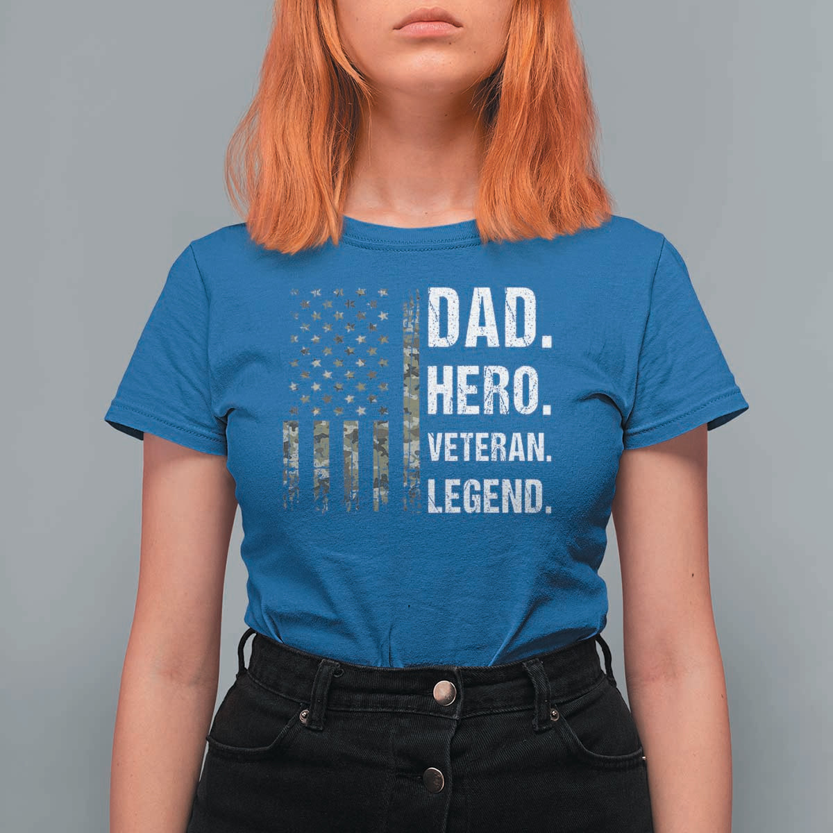 Dad Hero Veteran Legend Camouflage Father's Day T Shirt For Women