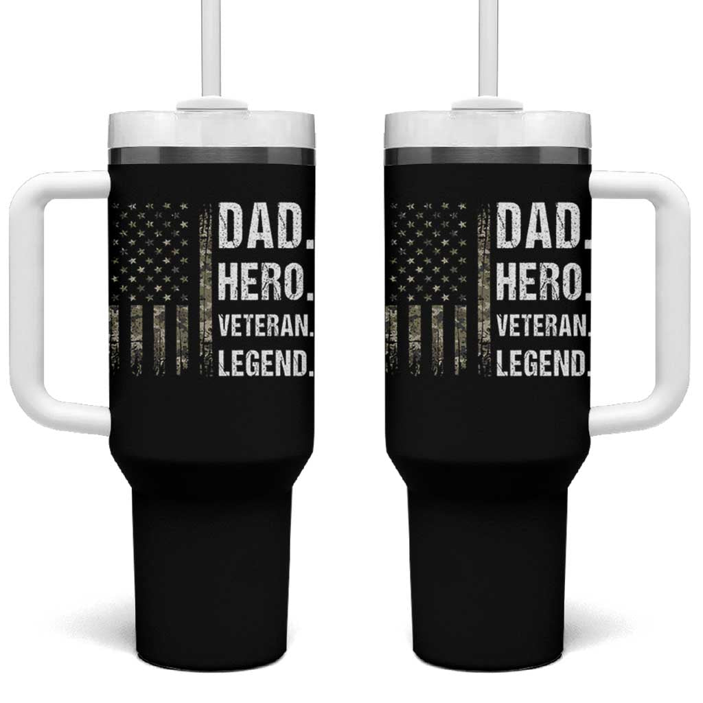 Dad Hero Veteran Legend Camouflage Father's Day Tumbler With Handle