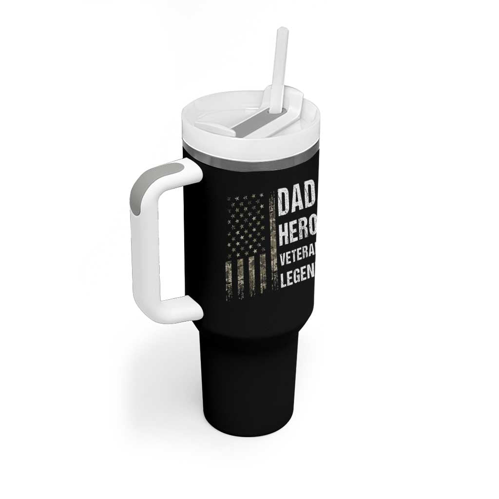Dad Hero Veteran Legend Camouflage Father's Day Tumbler With Handle
