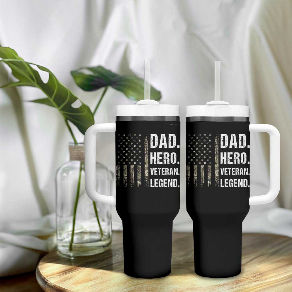Dad Hero Veteran Legend Camouflage Father's Day Tumbler With Handle