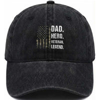 Dad Hero Veteran Legend Camouflage Father's Day Washed Cotton Baseball Cap