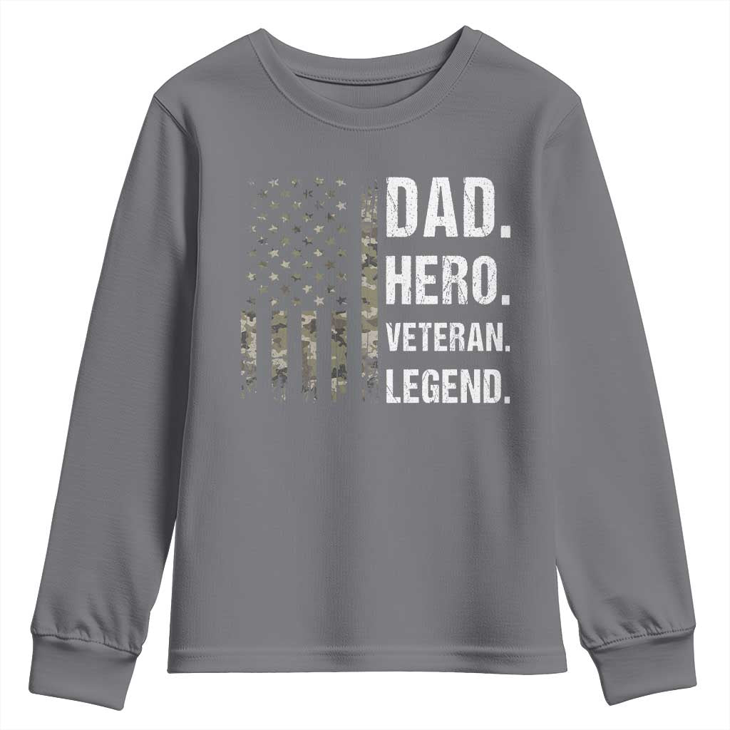Dad Hero Veteran Legend Camouflage Father's Day Youth Sweatshirt