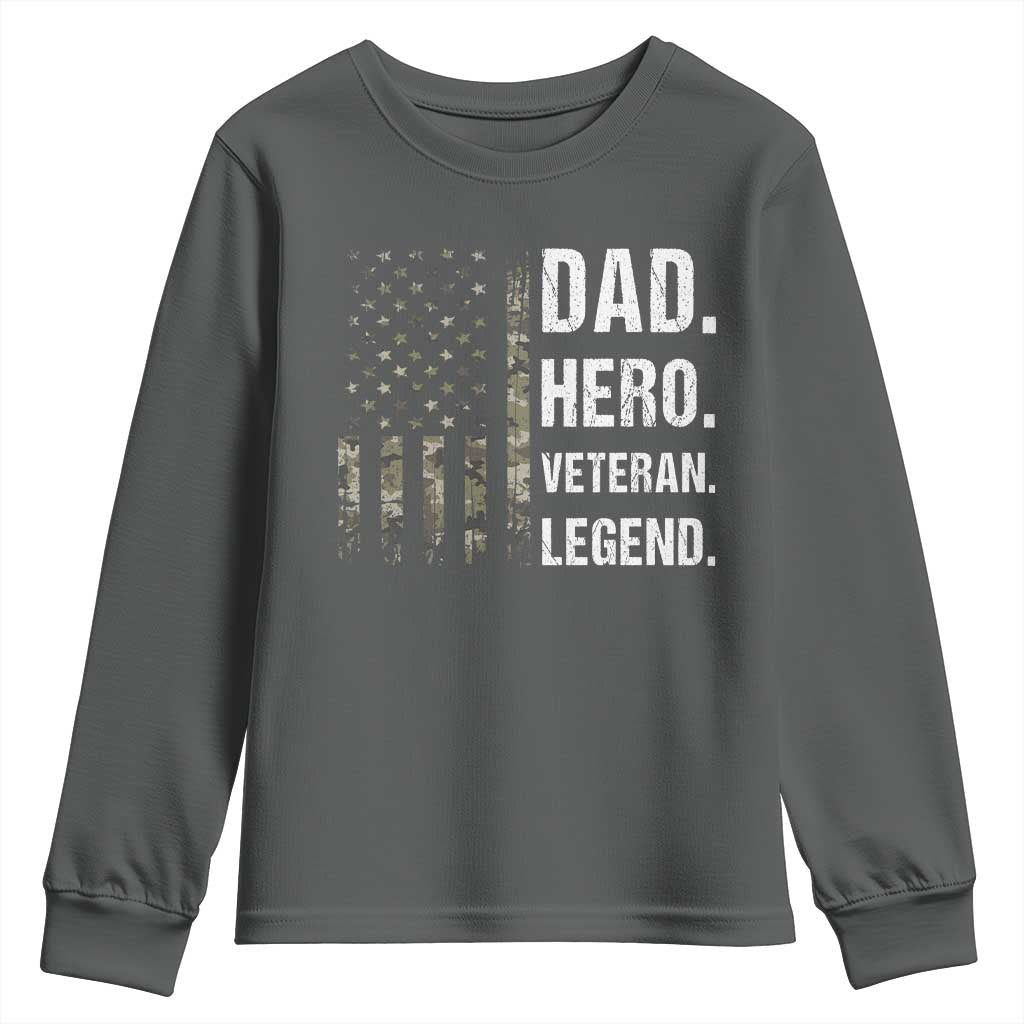 Dad Hero Veteran Legend Camouflage Father's Day Youth Sweatshirt