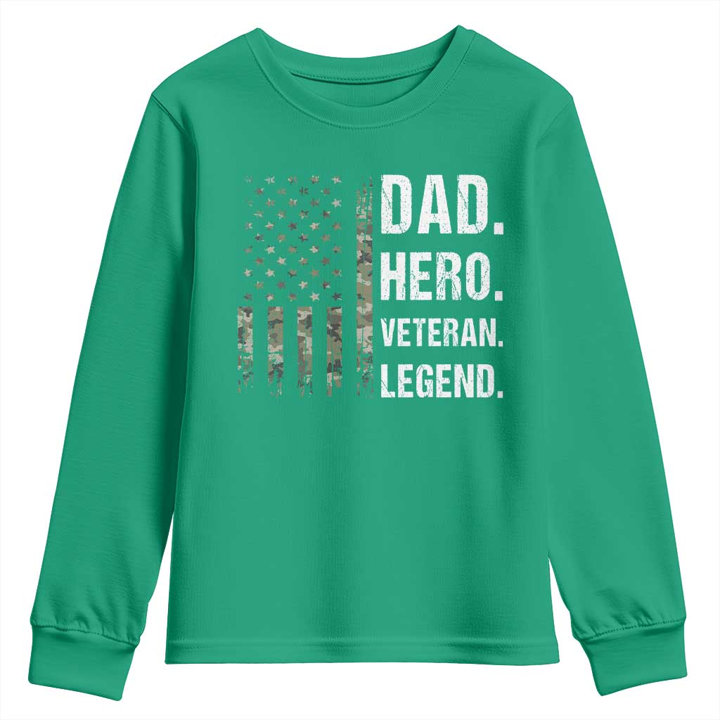Dad Hero Veteran Legend Camouflage Father's Day Youth Sweatshirt