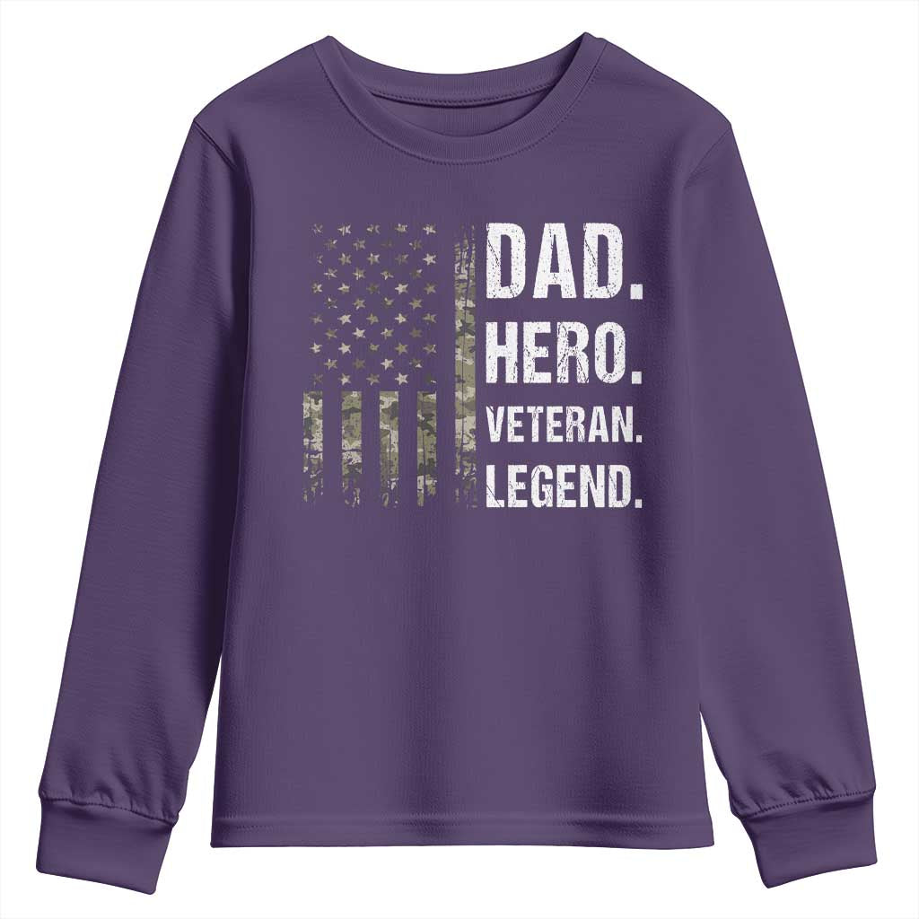 Dad Hero Veteran Legend Camouflage Father's Day Youth Sweatshirt