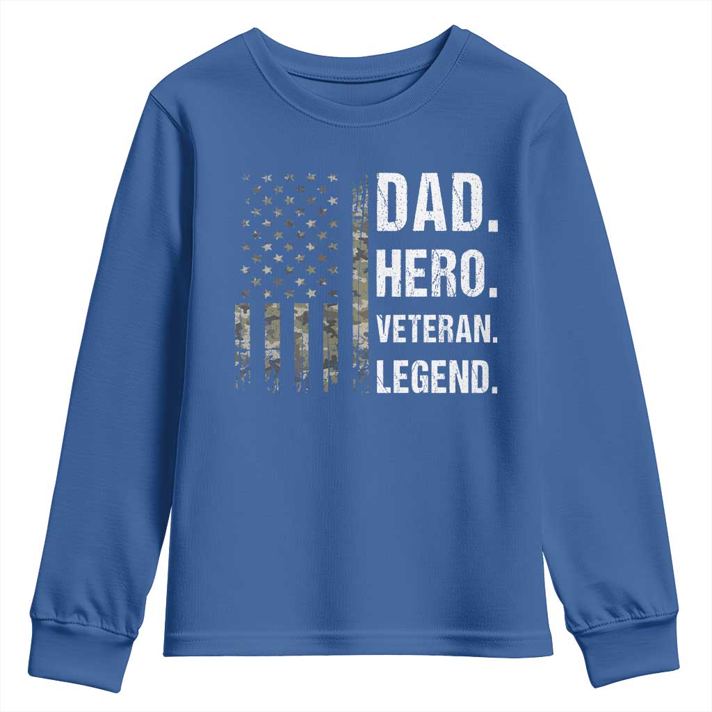 Dad Hero Veteran Legend Camouflage Father's Day Youth Sweatshirt