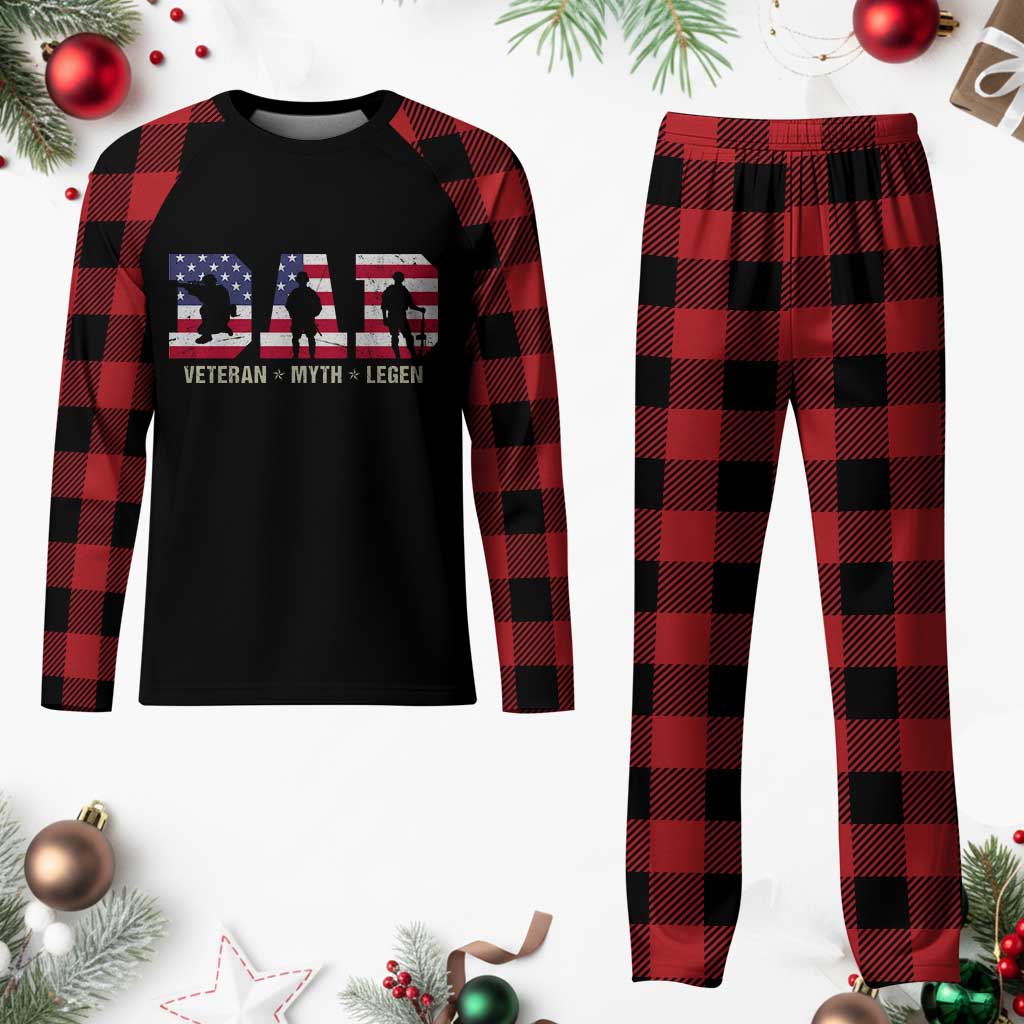 Veteran Dad The Myth Legend Plaid Pajama Set Cool Father's Day Military Gifts 4th of July