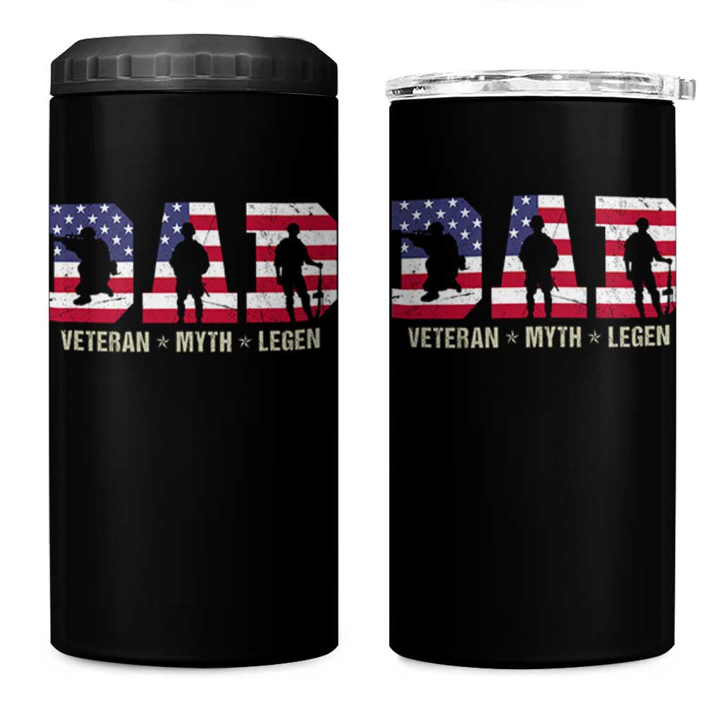 Veteran Dad The Myth Legend 4 in 1 Can Cooler Tumbler Cool Father's Day Military Gifts 4th of July