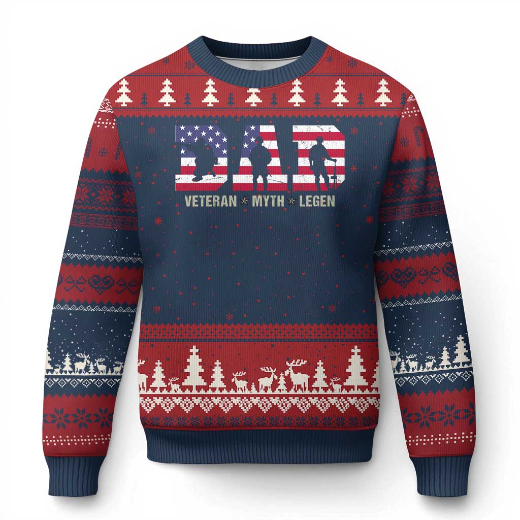 Veteran Dad The Myth Legend Ugly Christmas Sweater Cool Father's Day Military Gifts 4th of July