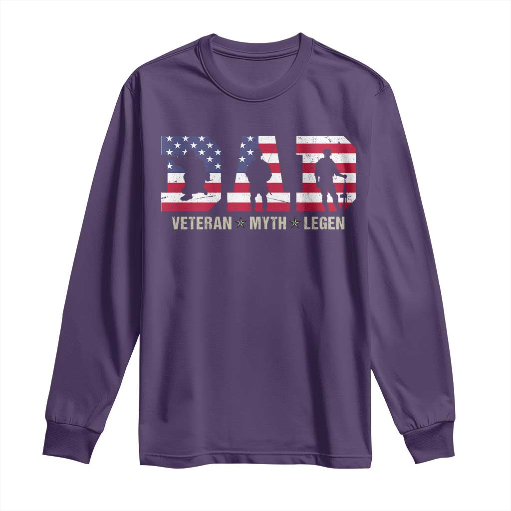 Veteran Dad The Myth Legend Long Sleeve Shirt Cool Father's Day Military Gifts 4th of July