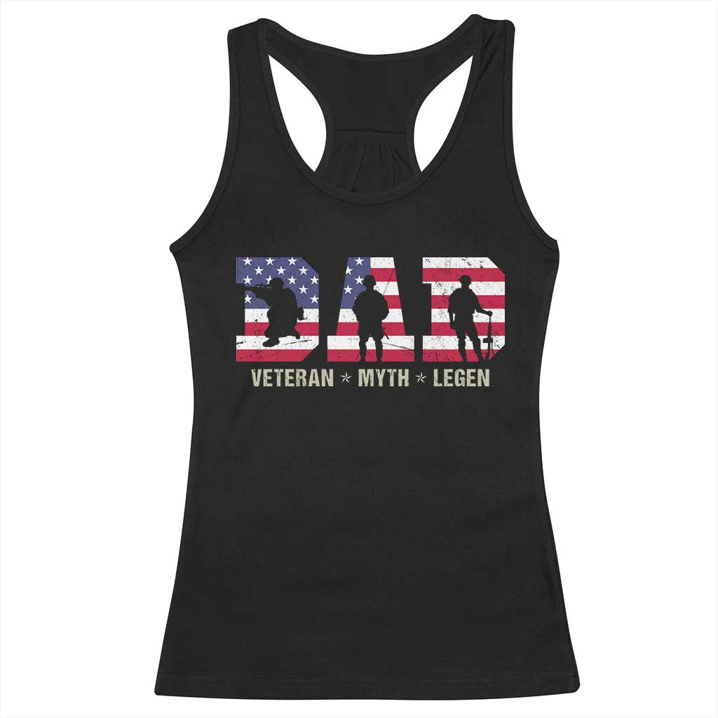 Veteran Dad The Myth Legend Racerback Tank Top Cool Father's Day Military Gifts 4th of July