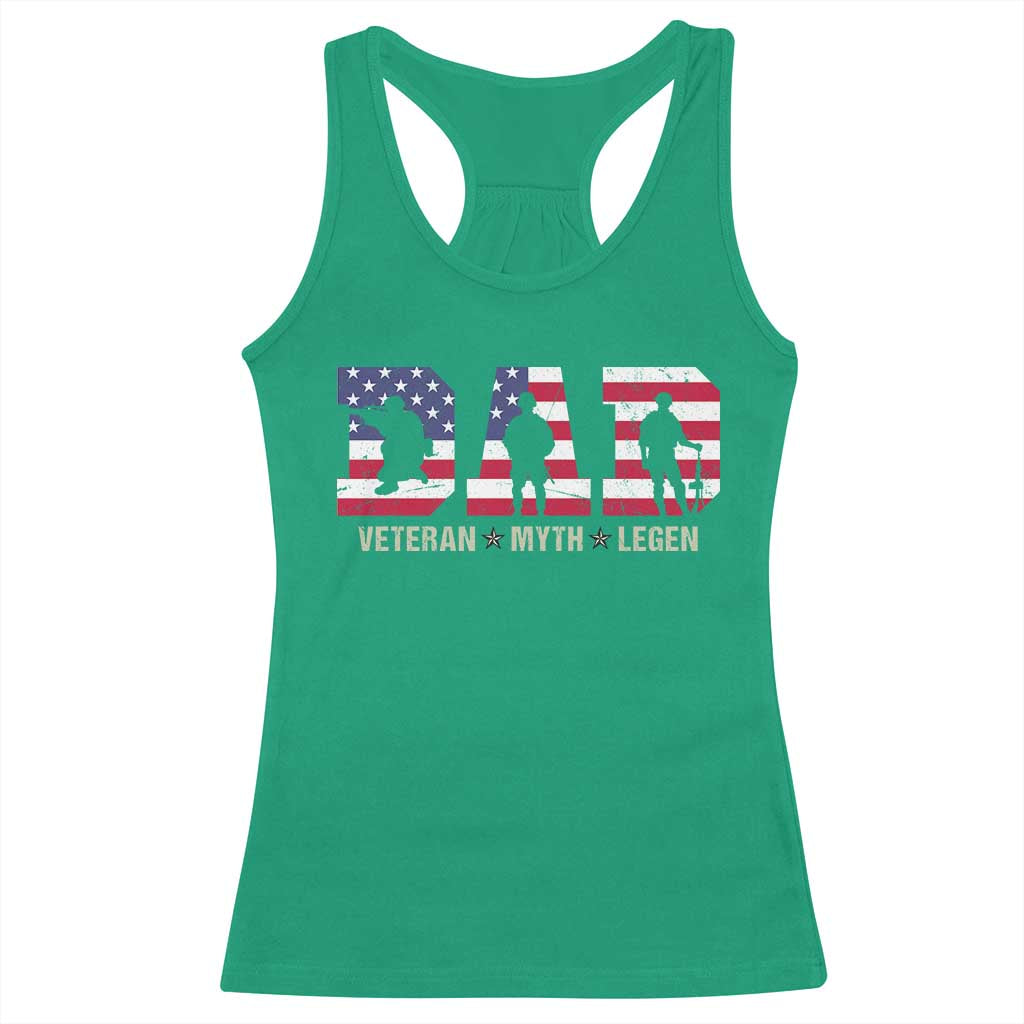 Veteran Dad The Myth Legend Racerback Tank Top Cool Father's Day Military Gifts 4th of July