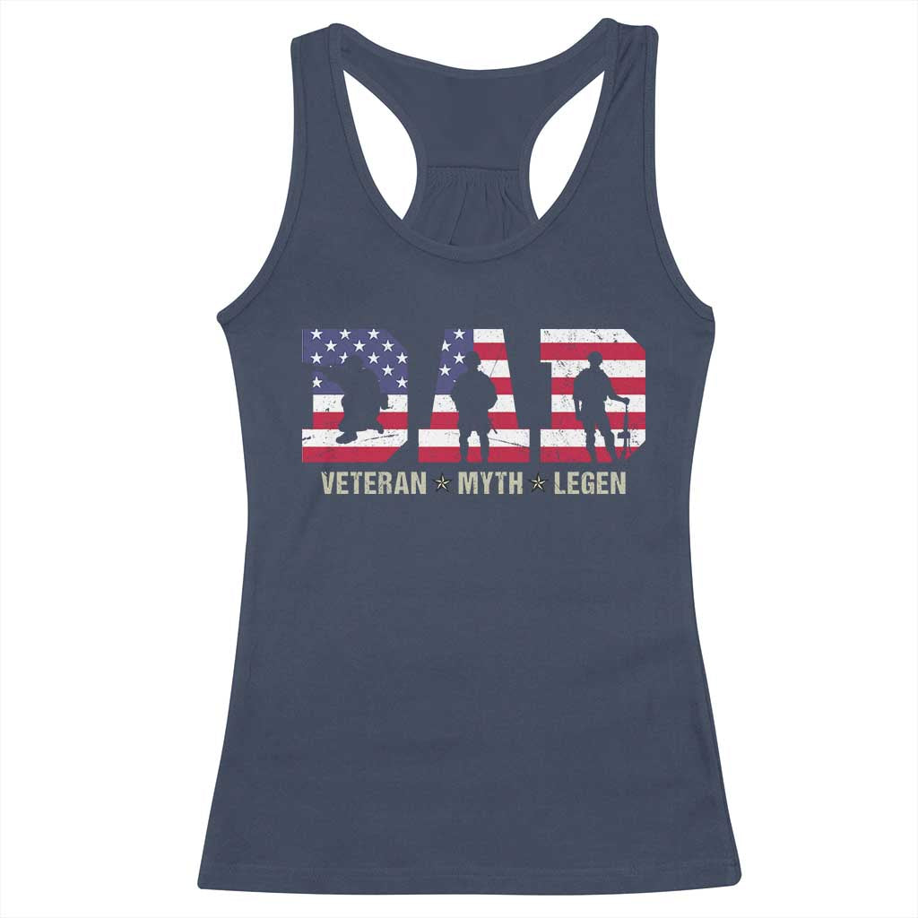 Veteran Dad The Myth Legend Racerback Tank Top Cool Father's Day Military Gifts 4th of July