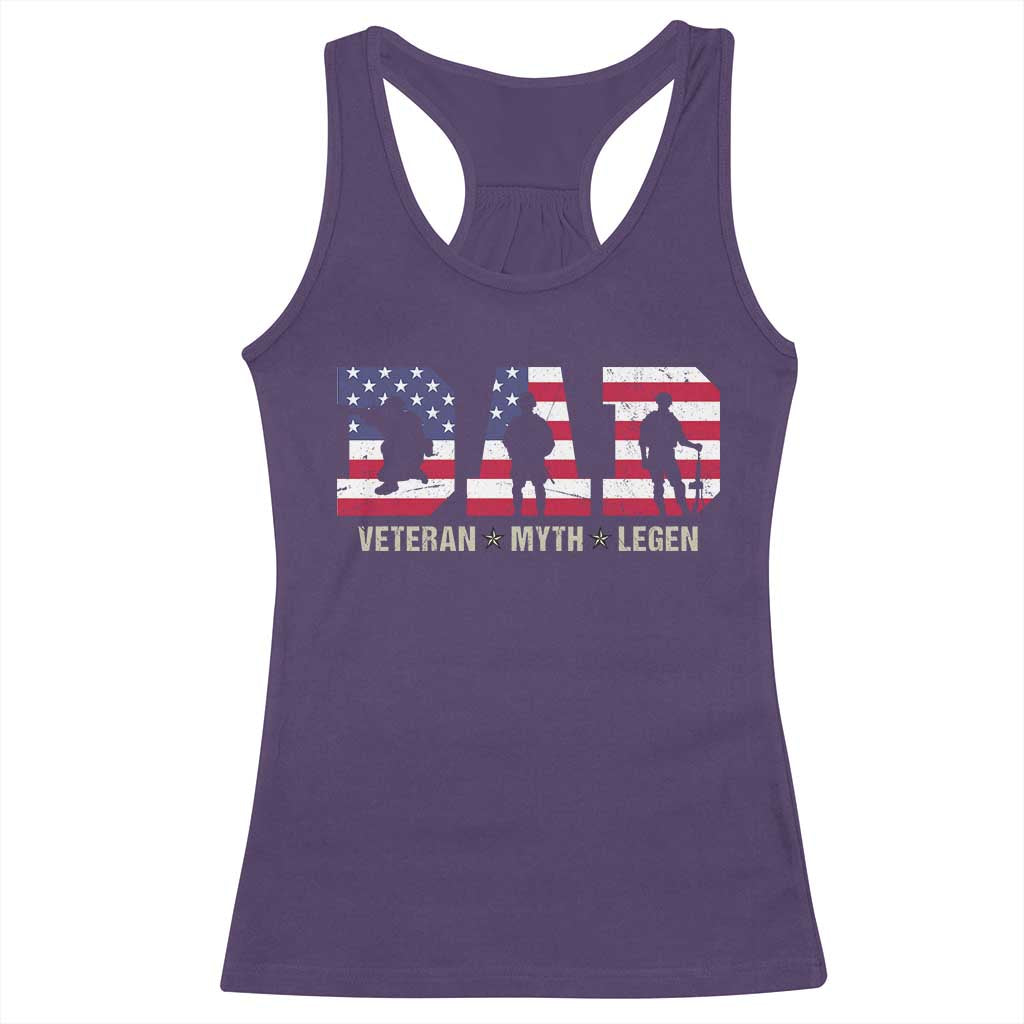 Veteran Dad The Myth Legend Racerback Tank Top Cool Father's Day Military Gifts 4th of July