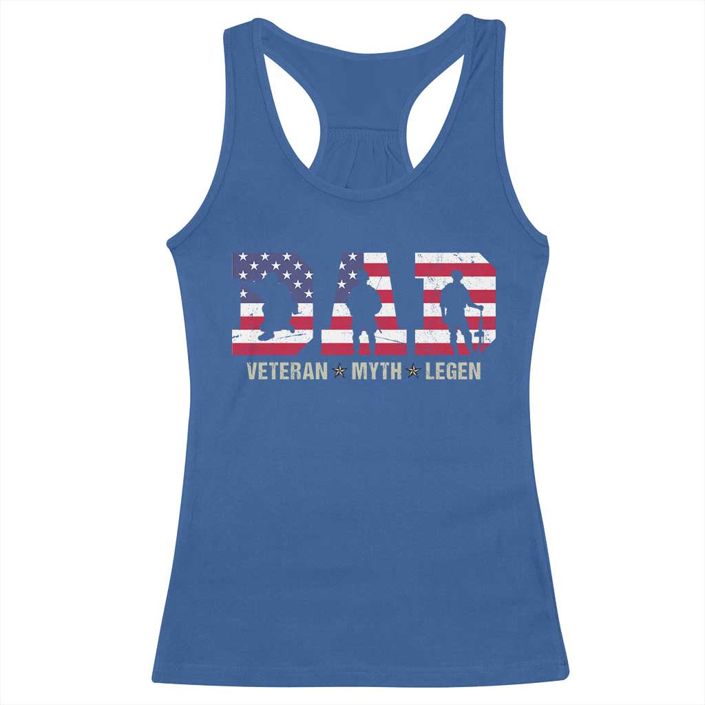 Veteran Dad The Myth Legend Racerback Tank Top Cool Father's Day Military Gifts 4th of July