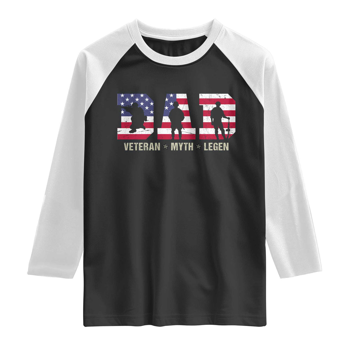 Veteran Dad The Myth Legend Raglan Shirt Cool Father's Day Military Gifts 4th of July