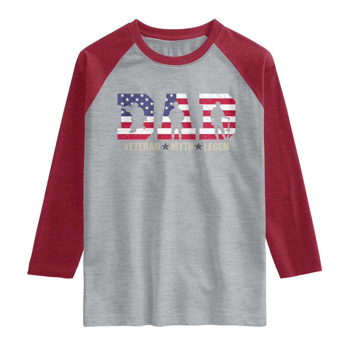 Veteran Dad The Myth Legend Raglan Shirt Cool Father's Day Military Gifts 4th of July