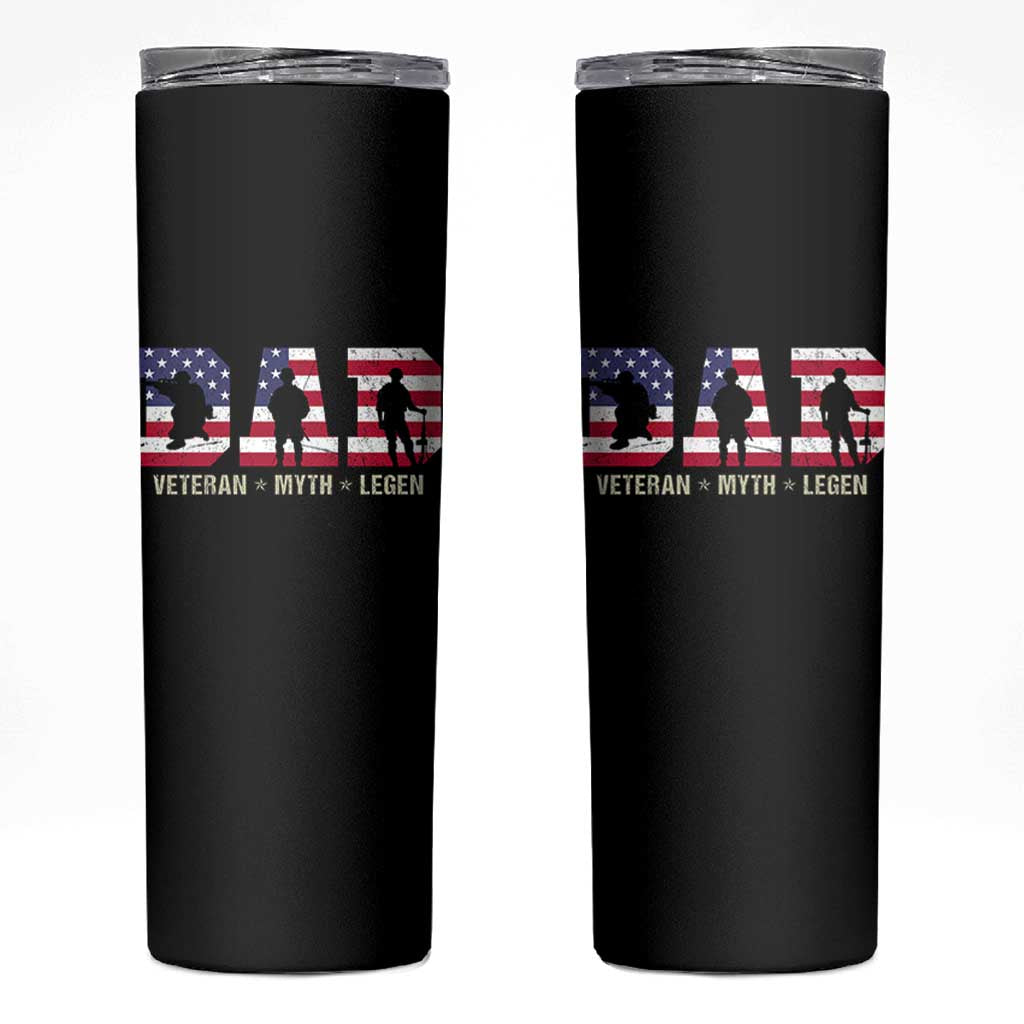 Veteran Dad The Myth Legend Skinny Tumbler Cool Father's Day Military Gifts 4th of July