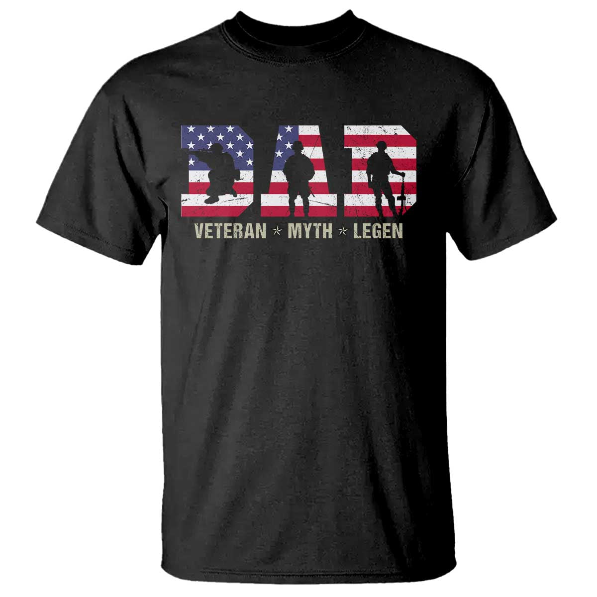 Veteran Dad The Myth Legend T Shirt Cool Father's Day Military Gifts 4th of July
