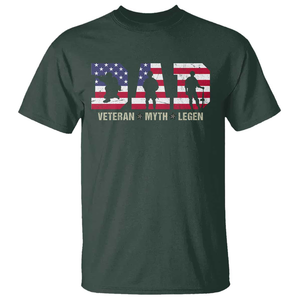 Veteran Dad The Myth Legend T Shirt Cool Father's Day Military Gifts 4th of July