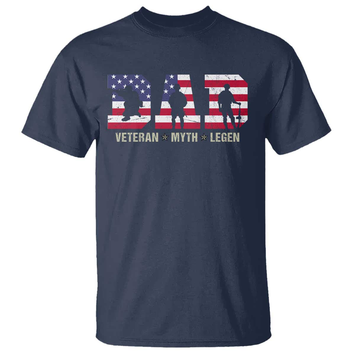 Veteran Dad The Myth Legend T Shirt Cool Father's Day Military Gifts 4th of July