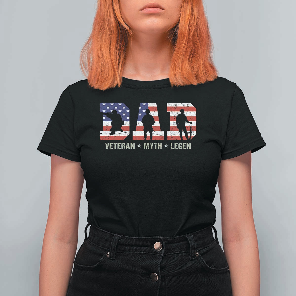 Veteran Dad The Myth Legend T Shirt For Women Cool Father's Day Military Gifts 4th of July