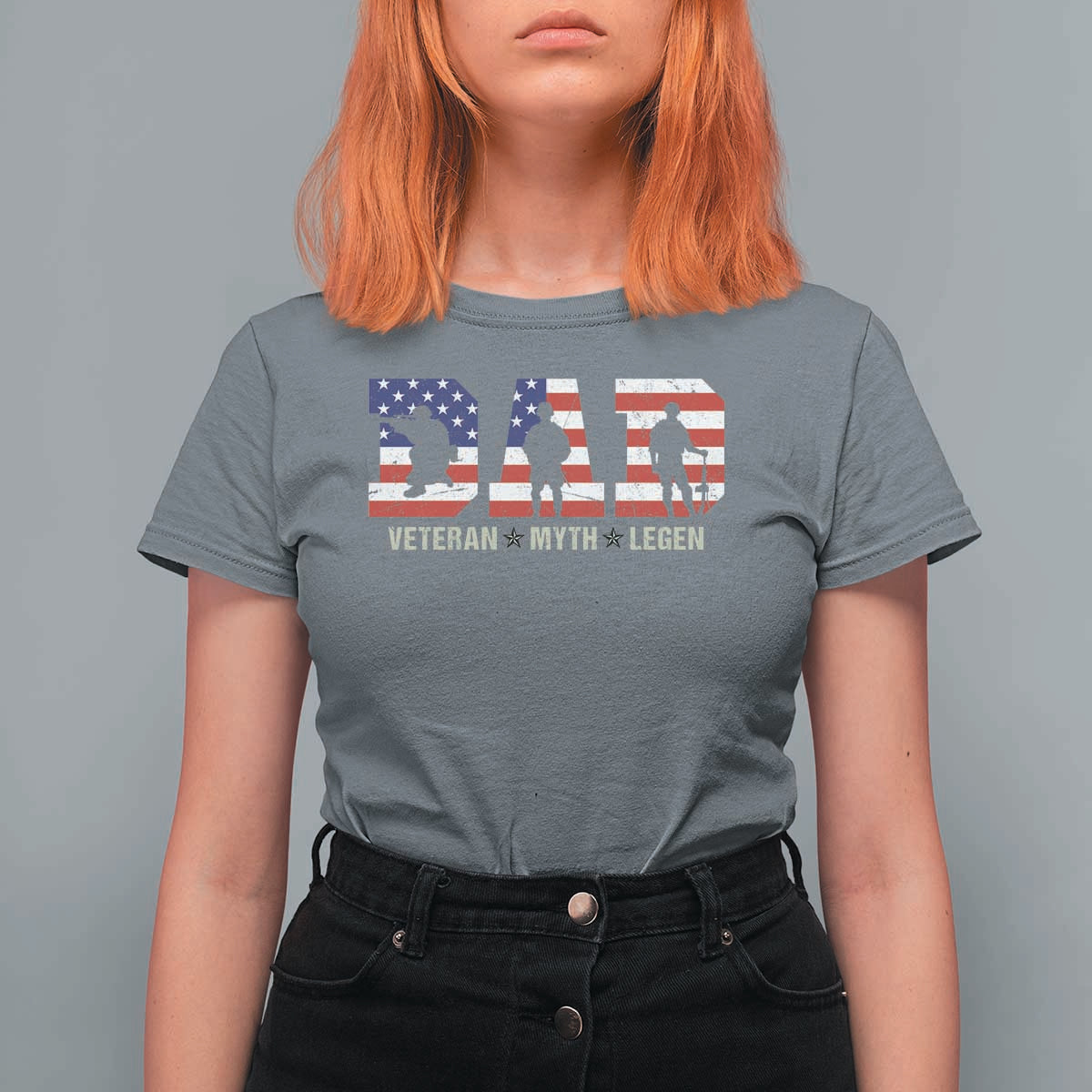 Veteran Dad The Myth Legend T Shirt For Women Cool Father's Day Military Gifts 4th of July