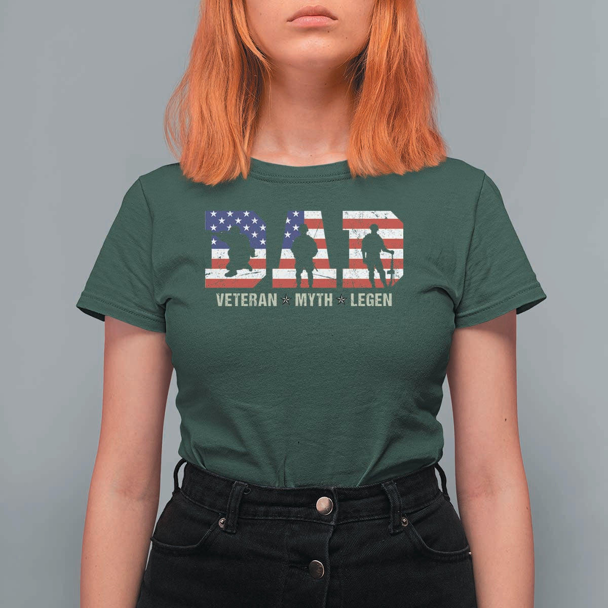 Veteran Dad The Myth Legend T Shirt For Women Cool Father's Day Military Gifts 4th of July